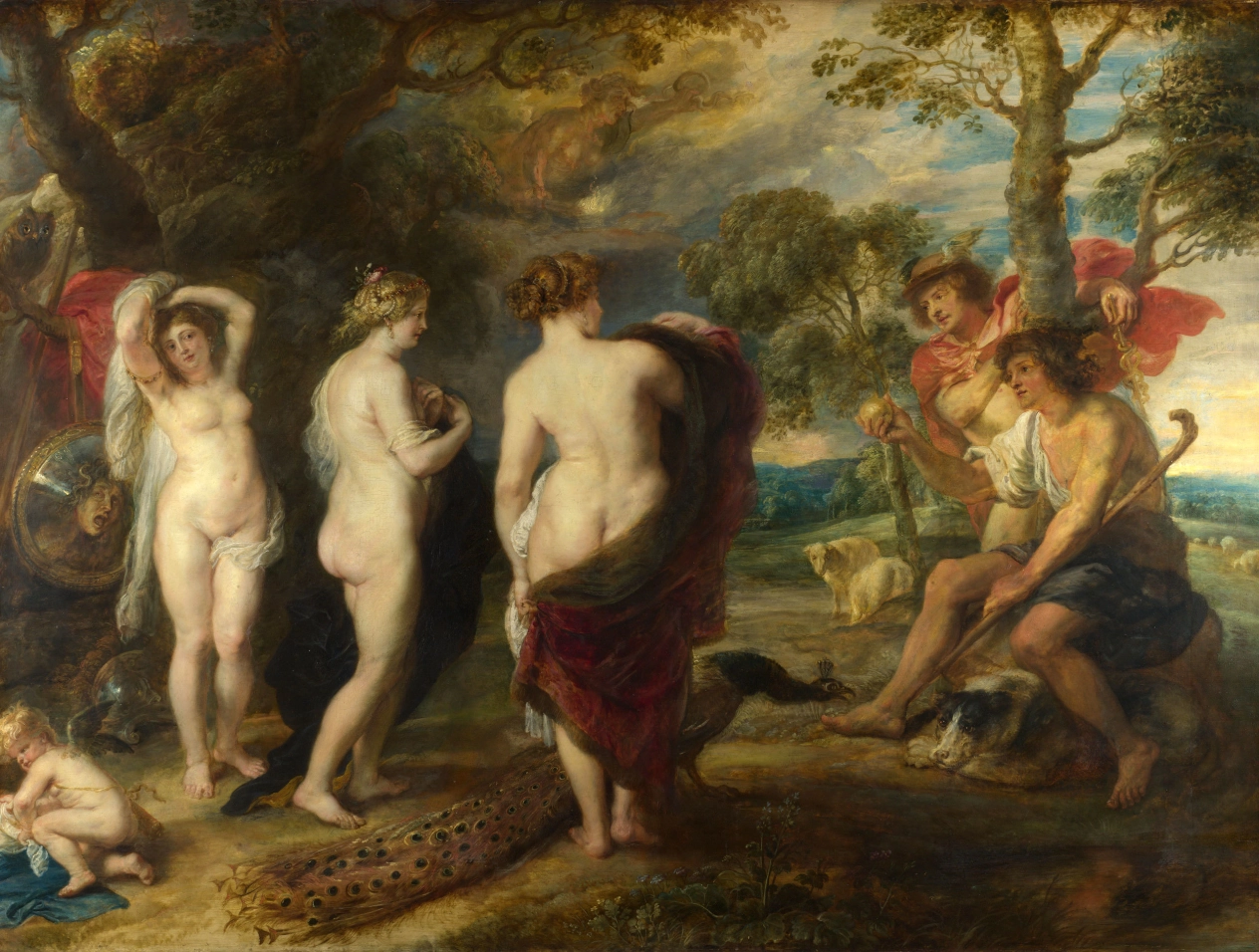 Peter Paul Rubens – Urteil des Paris, Bilderrahmen weiß Peter Paul Rubens – Urteil des Paris, Bilderrahmen weiß
