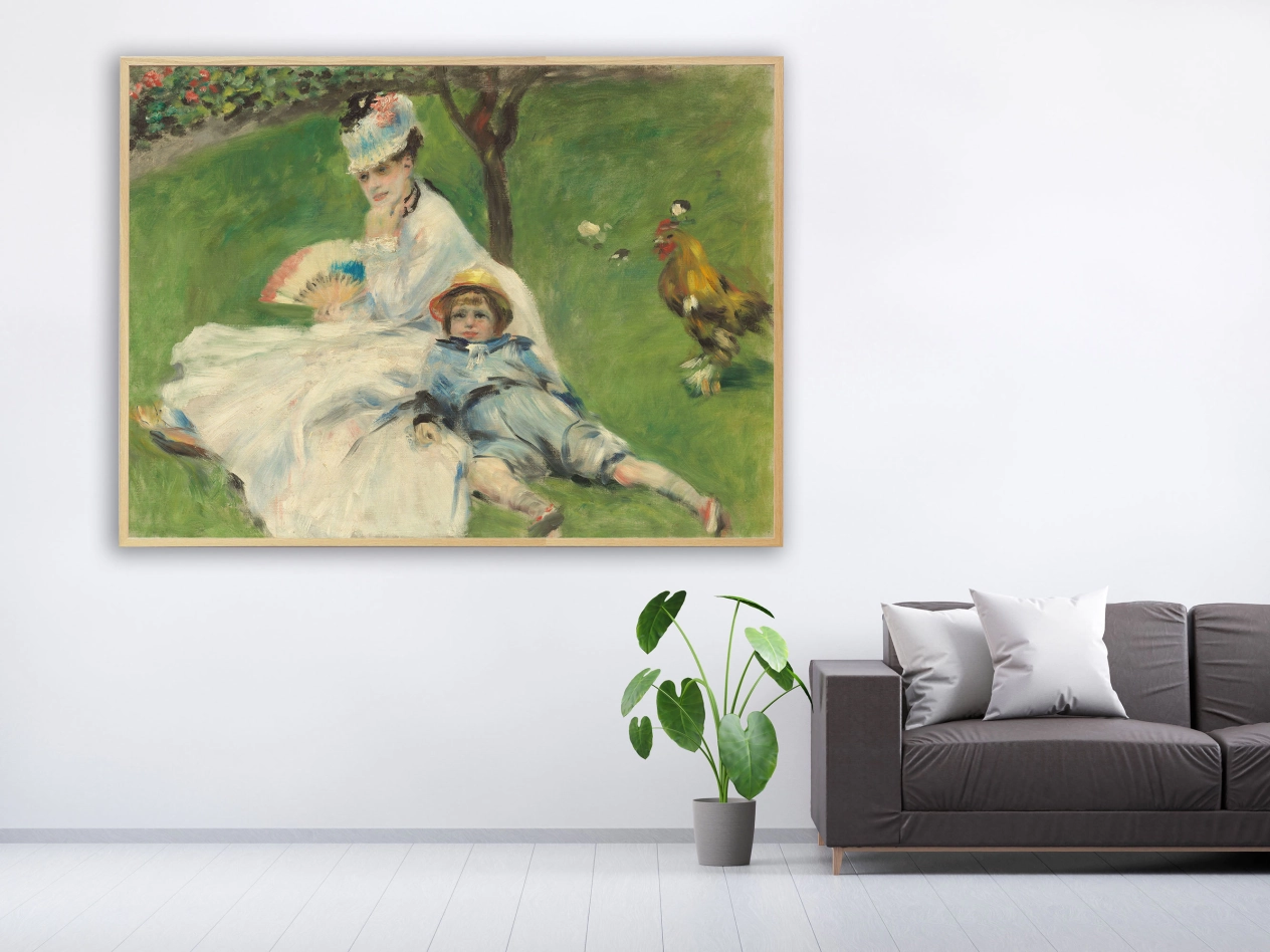 Auguste Renoir - Madame Monet und ihr Sohn, 1874, Bilderrahmen Eiche