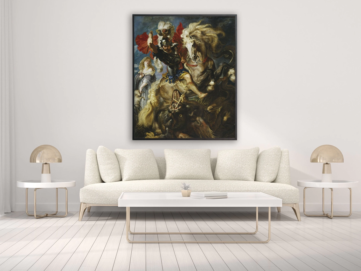 Peter Paul Rubens - Der heilige Georg und der Drachen, Bilderrahmen schwarz Peter Paul Rubens - Der heilige Georg und der Drachen, Bilderrahmen schwarz
