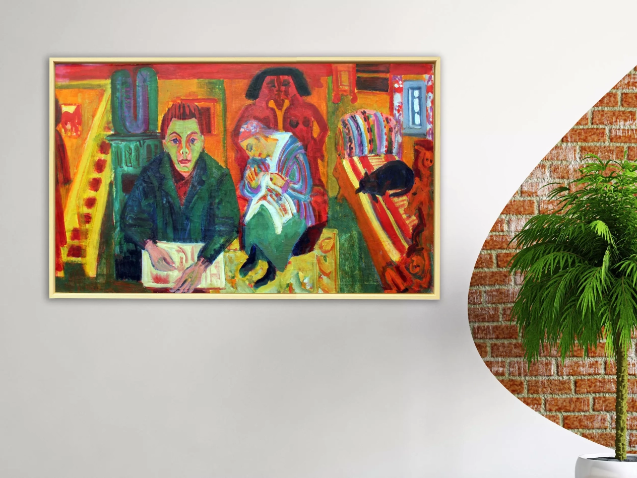 Ernst Ludwig Kirchner - Das Wohnzimmer, 1921, Schattenfugenrahmen Natur Ernst Ludwig Kirchner - Das Wohnzimmer, 1921, Schattenfugenrahmen Natur
