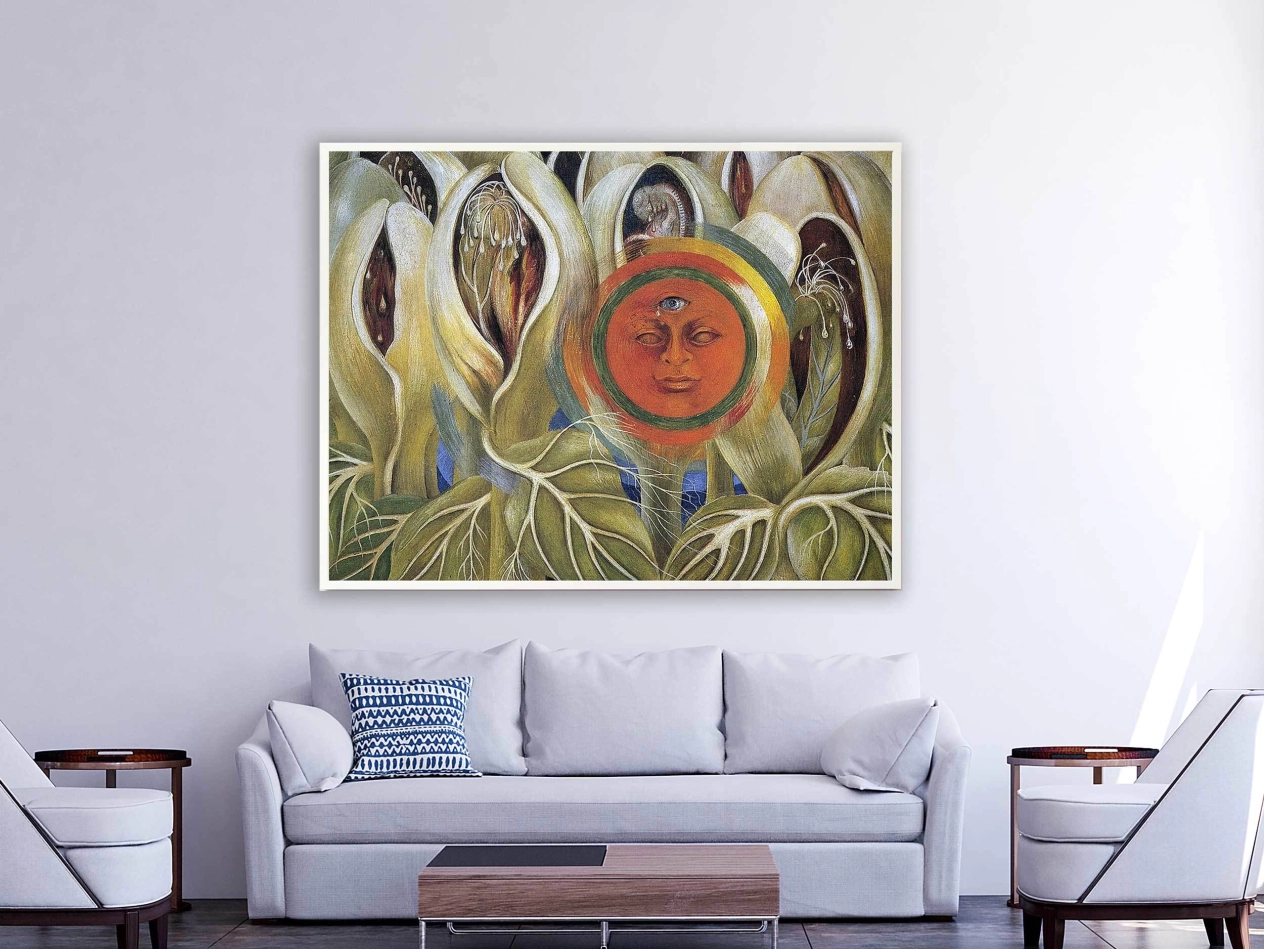 Frida Kahlo - Sun and Life, 1947, Bilderrahmen grau