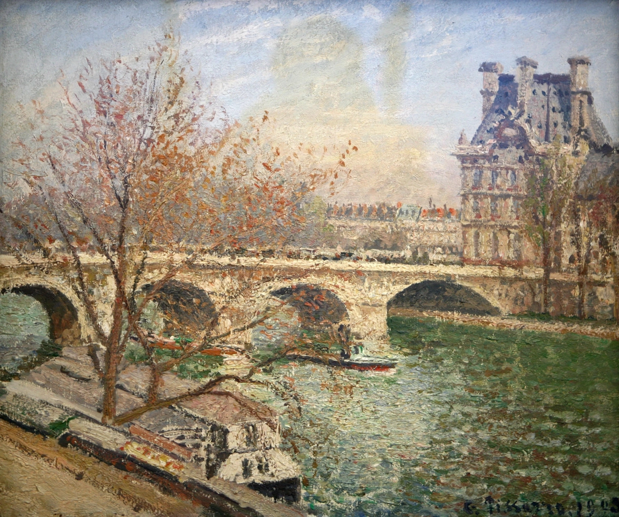 Camille Pissarro - Die königliche Brücke und der Flora Pavillion, Bilderrahmen grau Camille Pissarro - Die königliche Brücke und der Flora Pavillion, Bilderrahmen grau