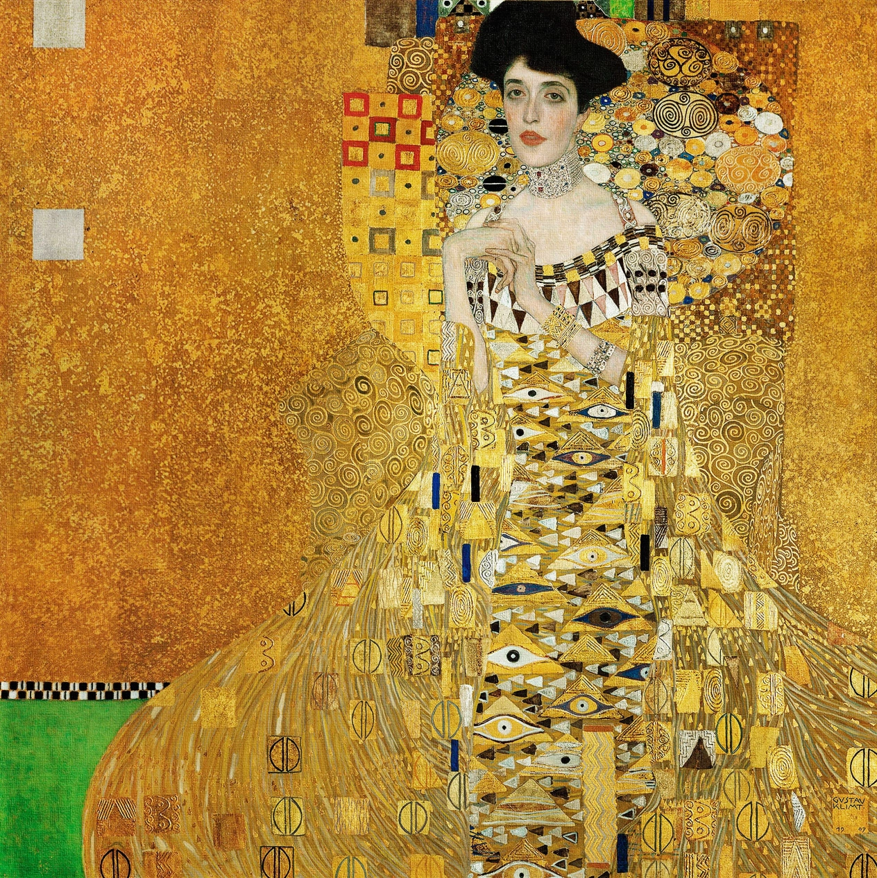 Gustav Klimt - Adele Bloch-Bauer's Portrait, 1907, Bilderrahmen schwarz Gustav Klimt - Adele Bloch-Bauer's Portrait, 1907, Bilderrahmen schwarz