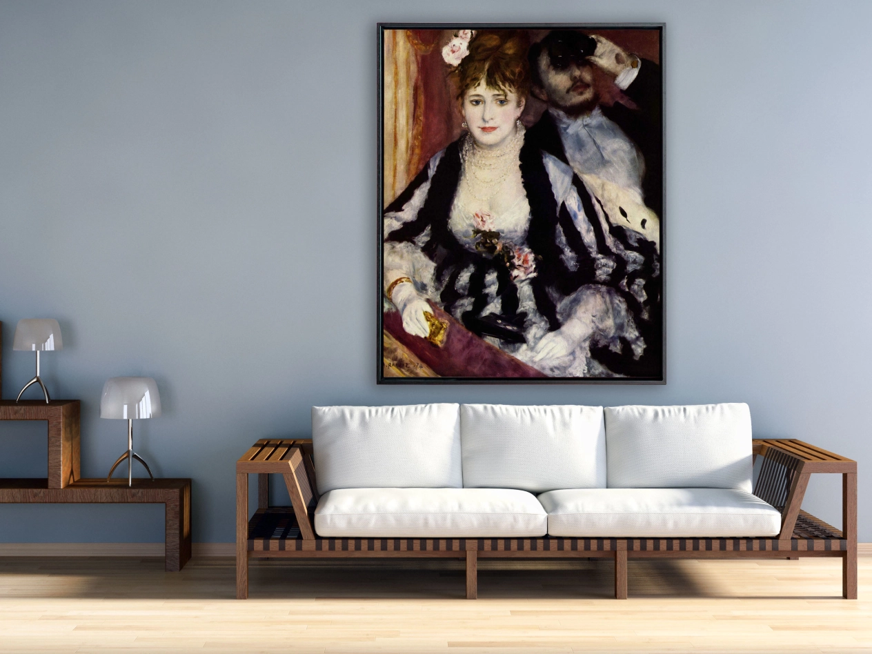 Auguste Renoir - Die Loge, 1874, Schattenfugenrahmen schwarz Auguste Renoir - Die Loge, 1874, Schattenfugenrahmen schwarz