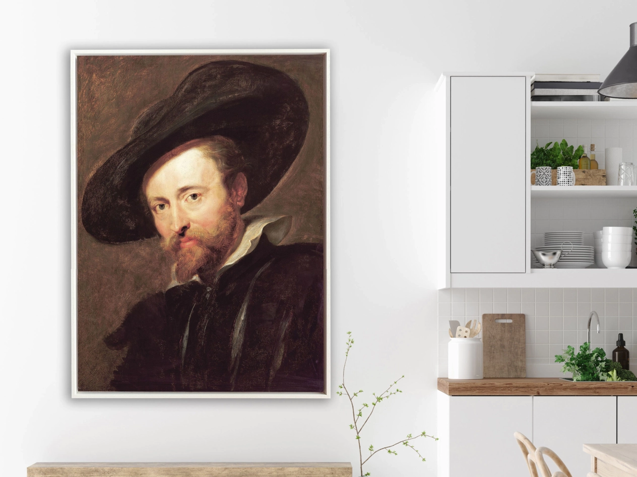 Peter Paul Rubens – Selbstporträt Rubens, Rahmen Schattenfuge weiß Peter Paul Rubens – Selbstporträt Rubens, Rahmen Schattenfuge weiß