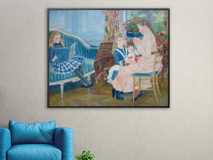 Auguste Renoir - Nachmittag der Kinder in Wargemont, 1884, Bilderrahmen schwarz