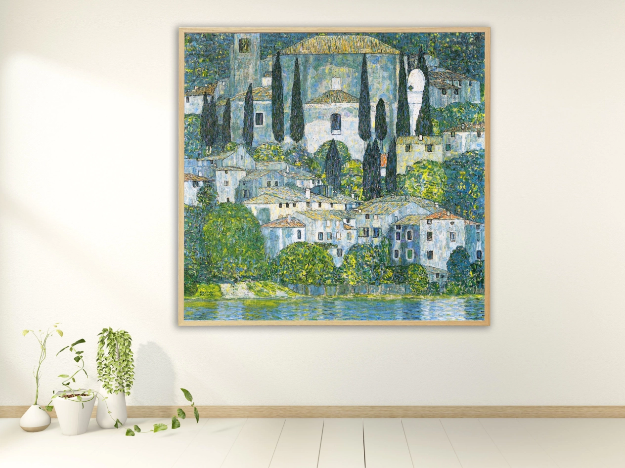 Gustav Klimt - Kirche in Cassone (1913), Bilderrahmen Eiche Gustav Klimt - Kirche in Cassone (1913), Bilderrahmen Eiche