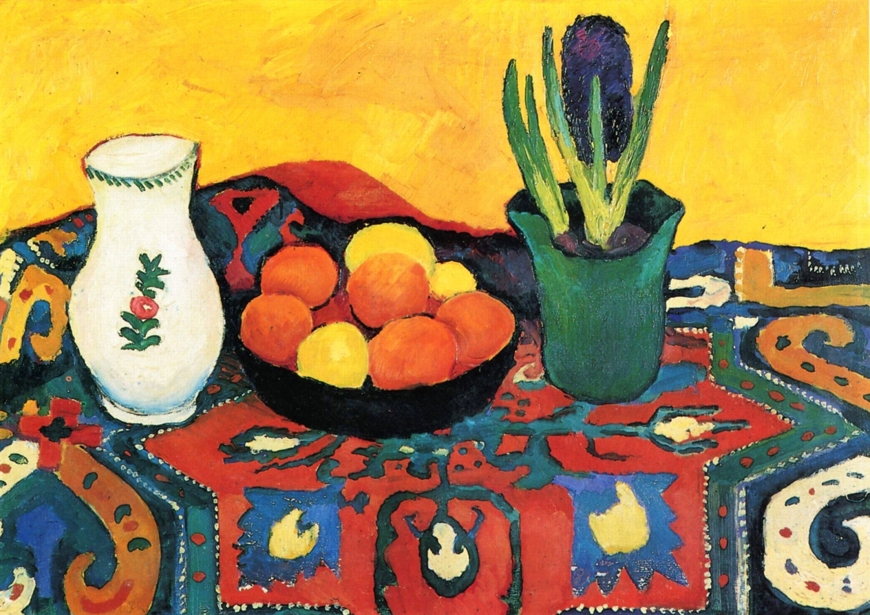 August Macke - Stillleben Hyazinthenteppich, 1910, Schattenfugenrahmen weiß