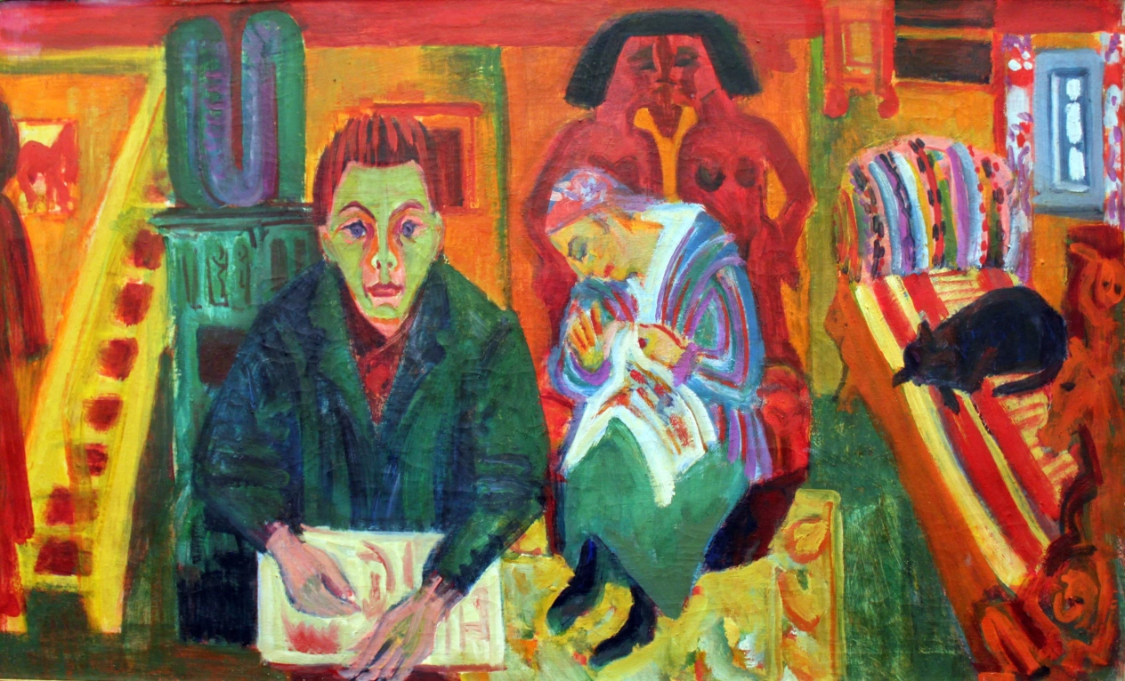 Ernst Ludwig Kirchner - Das Wohnzimmer, 1921, Schattenfugenrahmen Natur Ernst Ludwig Kirchner - Das Wohnzimmer, 1921, Schattenfugenrahmen Natur
