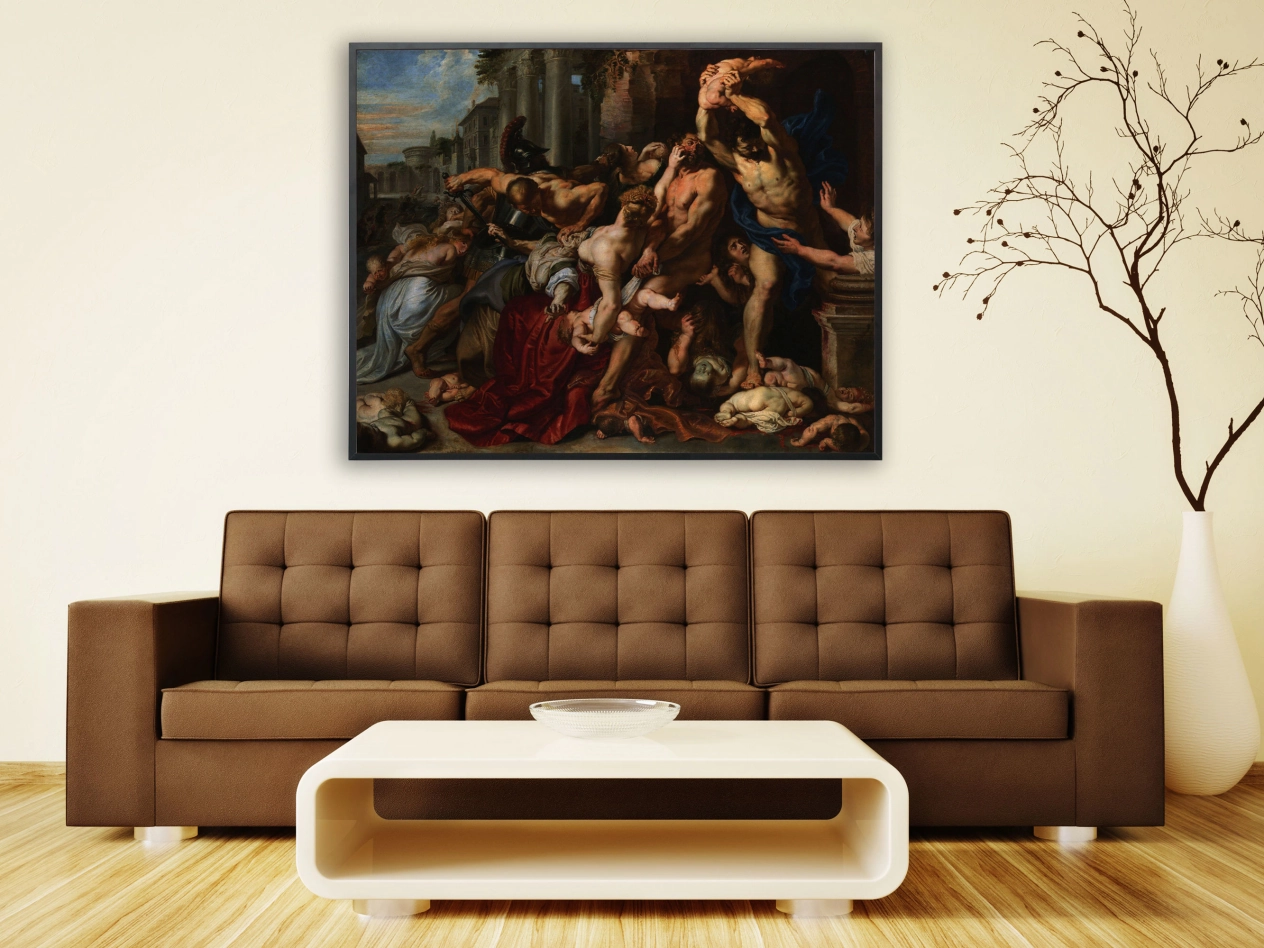Peter Paul Rubens - Der bethlehemitische Kindermord, Bilderrahmen schwarz Peter Paul Rubens - Der bethlehemitische Kindermord, Bilderrahmen schwarz
