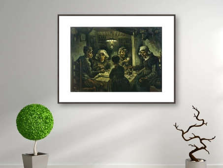Die Kartoffelesser, 1885 - Passepartout Rahmen braun