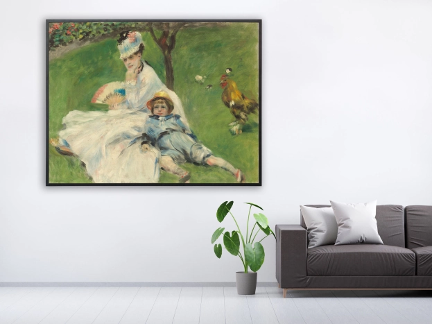 Auguste Renoir - Madame Monet und ihr Sohn, 1874, Bilderrahmen schwarz