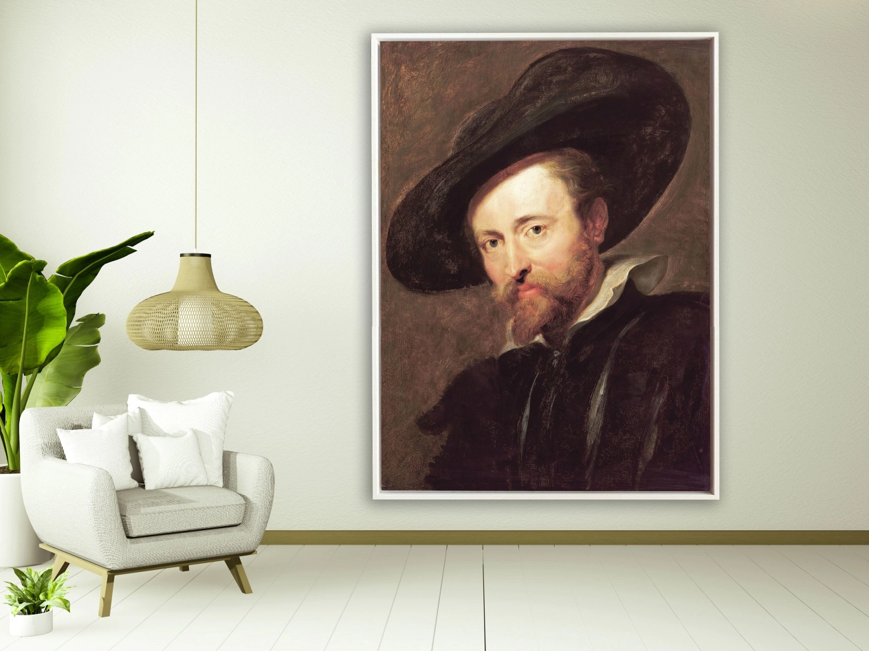 Peter Paul Rubens – Selbstporträt Rubens, Rahmen Schattenfuge weiß Peter Paul Rubens – Selbstporträt Rubens, Rahmen Schattenfuge weiß