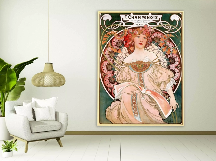 Alfons Mucha - F. Champenois Imprimeur-Éditeur, 1897, Rahmen Schattenfuge Natur