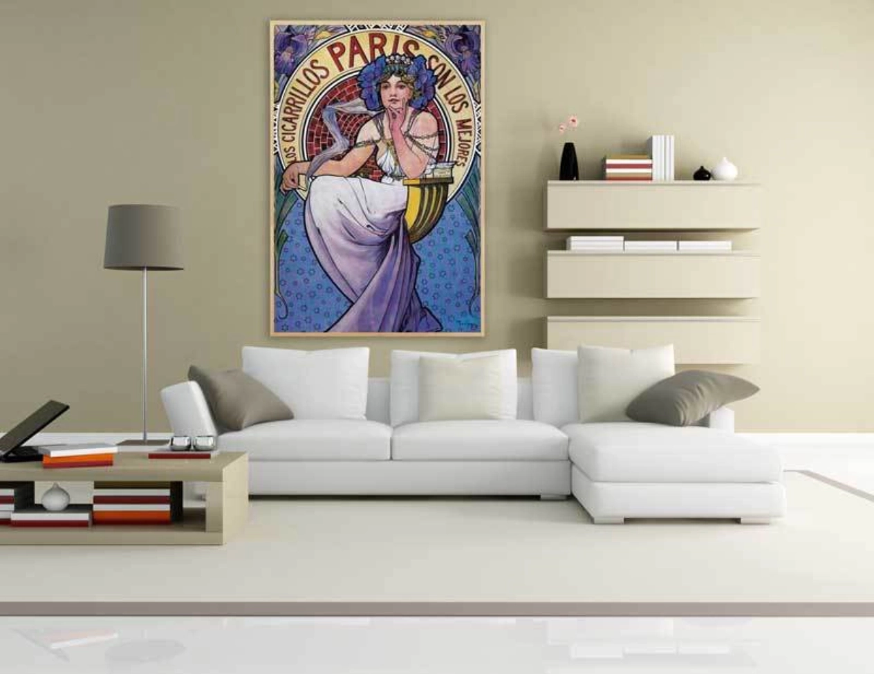 Alfons Mucha - Cigares Paris, 1898, Bilderrahmen Eiche Alfons Mucha - Cigares Paris, 1898, Bilderrahmen Eiche