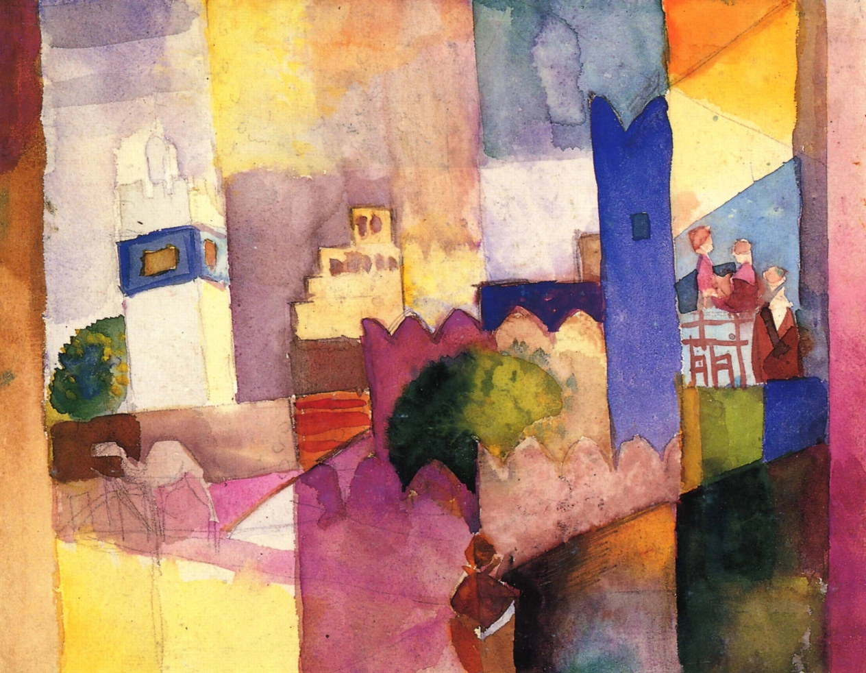 August Macke - Kairouan  von 1914, Schattenfugenrahmen schwarz