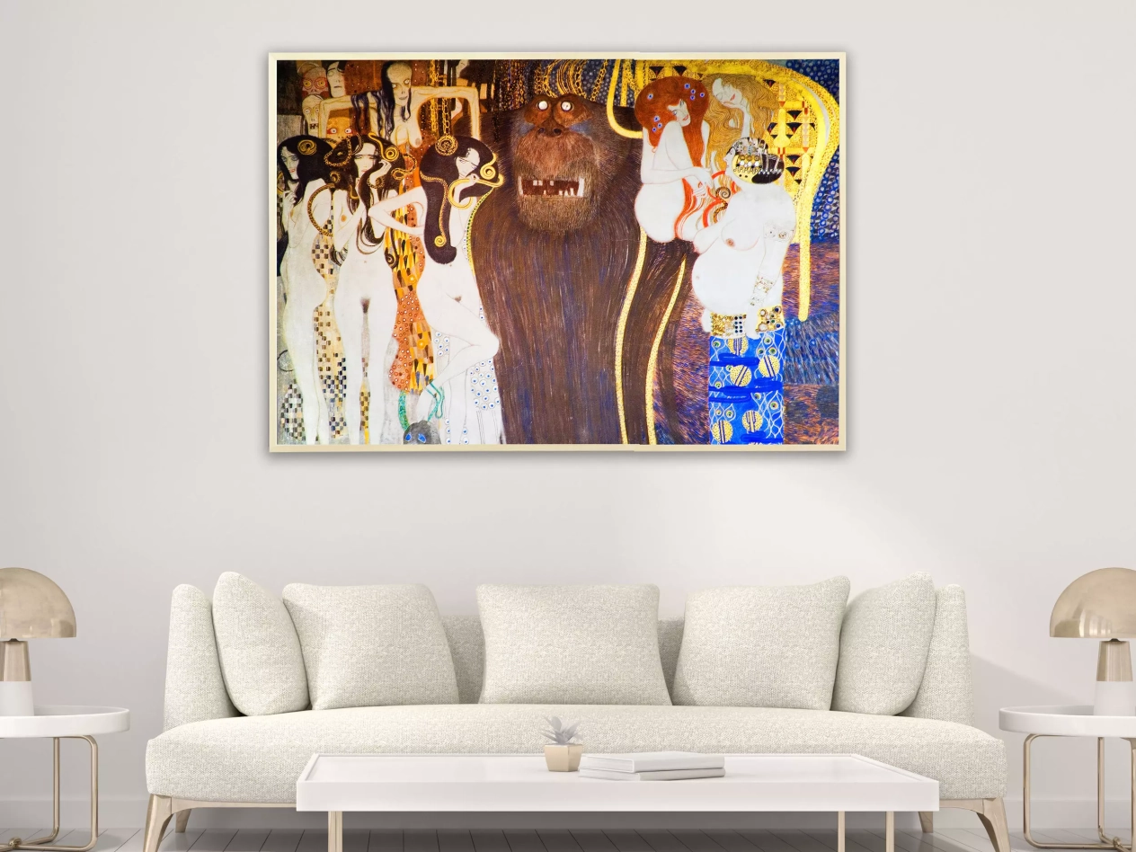 Gustav Klimt - Beethoven Frieze, 1902, Bilderrahmen Ahorn Gustav Klimt - Beethoven Frieze, 1902, Bilderrahmen Ahorn