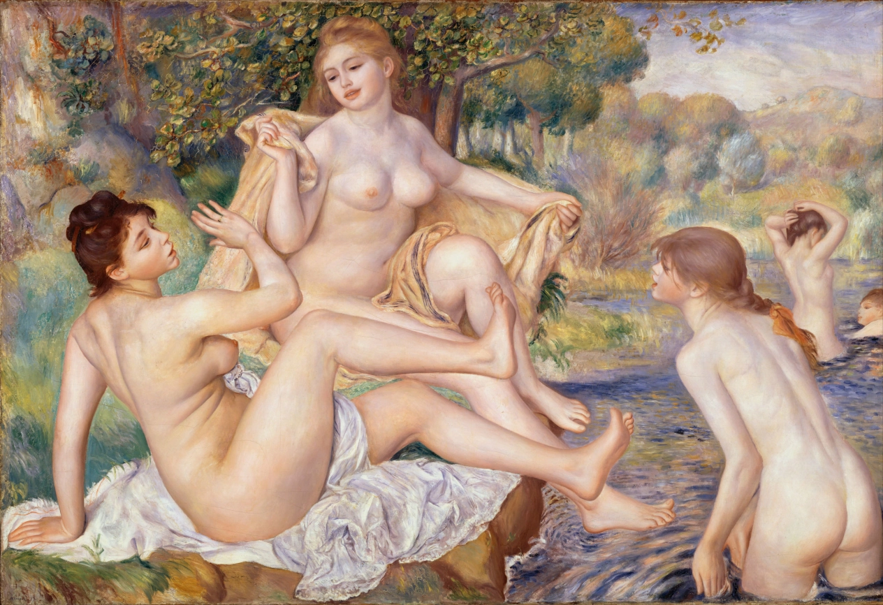 Auguste Renoir - Die großen Badenden, 1887, Schattenfugenrahmen weiß 