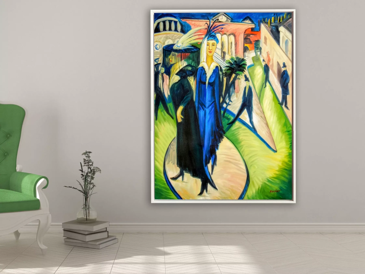 Ernst Ludwig Kirchner - Potsdamer Platz, 1914, Schattenfugenrahmen weiß Ernst Ludwig Kirchner - Potsdamer Platz, 1914, Schattenfugenrahmen weiß