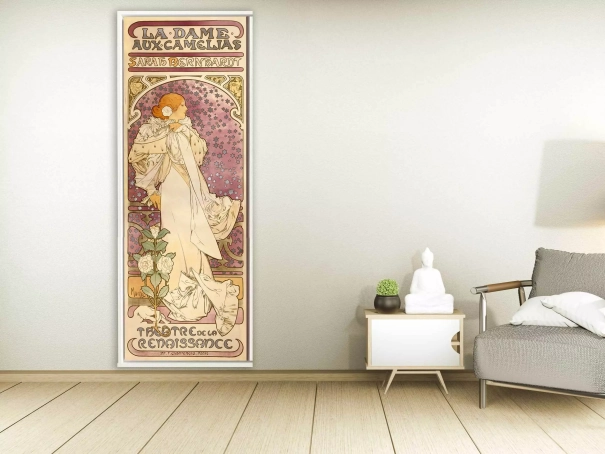 Alfons Mucha - La Dame aux Camelias, 1896, Schattenfugenrahmen weiß