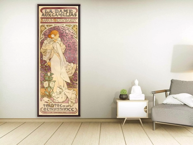 Alfons Mucha - La Dame aux Camelias, 1896, Schattenfugenrahmen braun