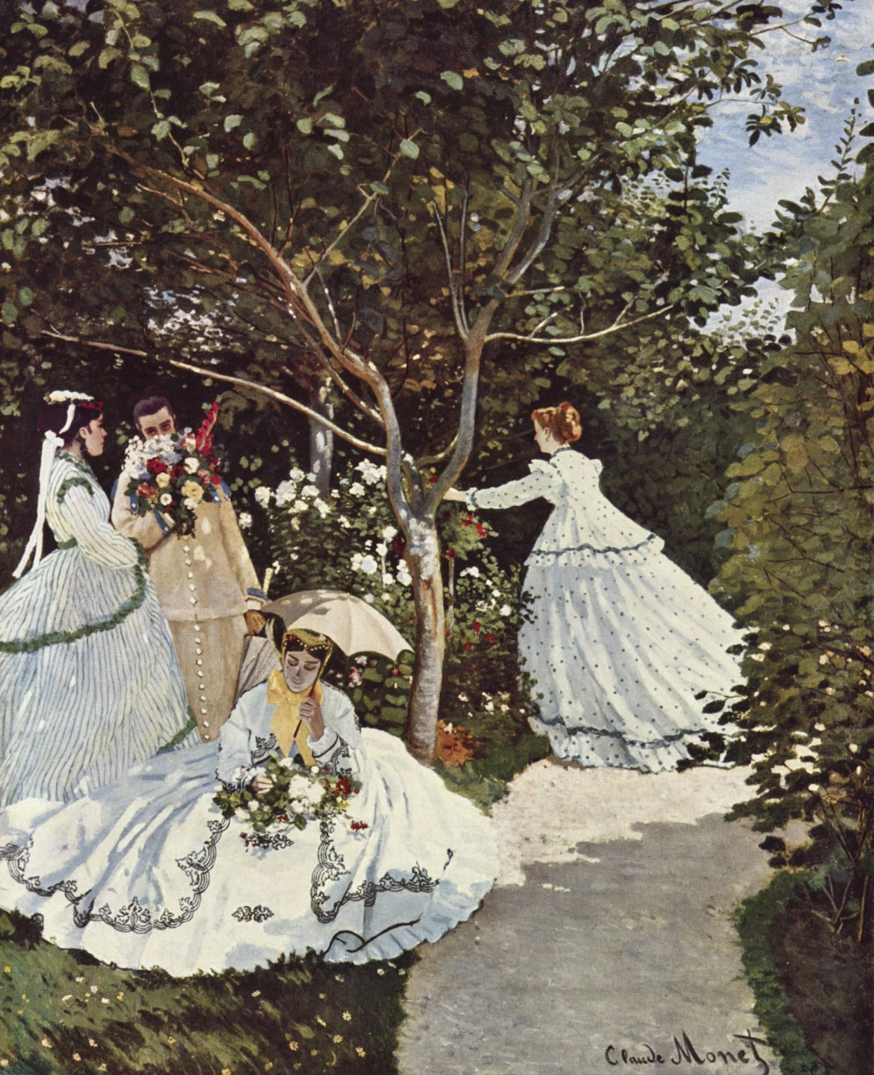 Claude Monet - Frauen im Garten, 1866, Bilderrahmen grau Claude Monet - Frauen im Garten, 1866, Bilderrahmen grau