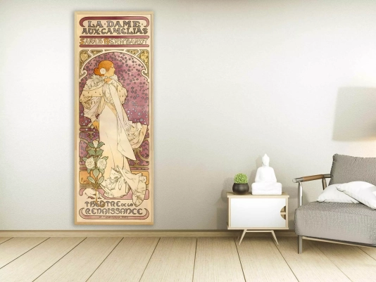 Alfons Mucha - La Dame aux Camelias, 1896, Bilderrahmen grau