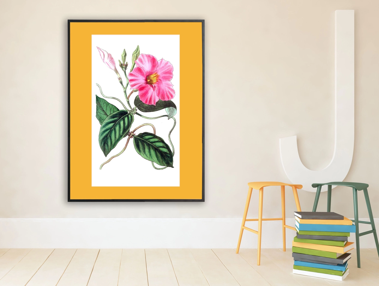 Rosa Blume mit grünen Blättern Rosa Blume mit grünen Blättern