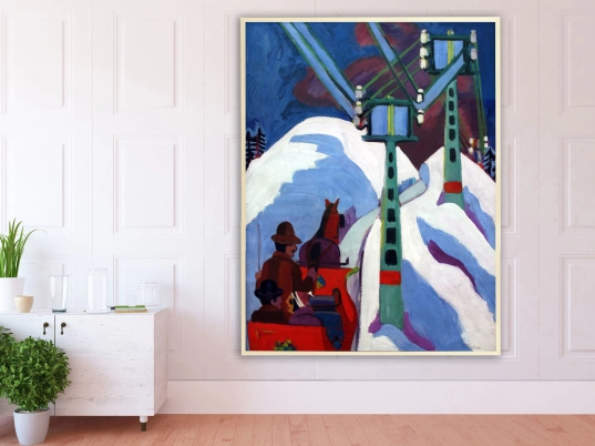 Ernst Ludwig Kirchner - Schlittenfahrt, 1923, Bilderrahmen Ahorn