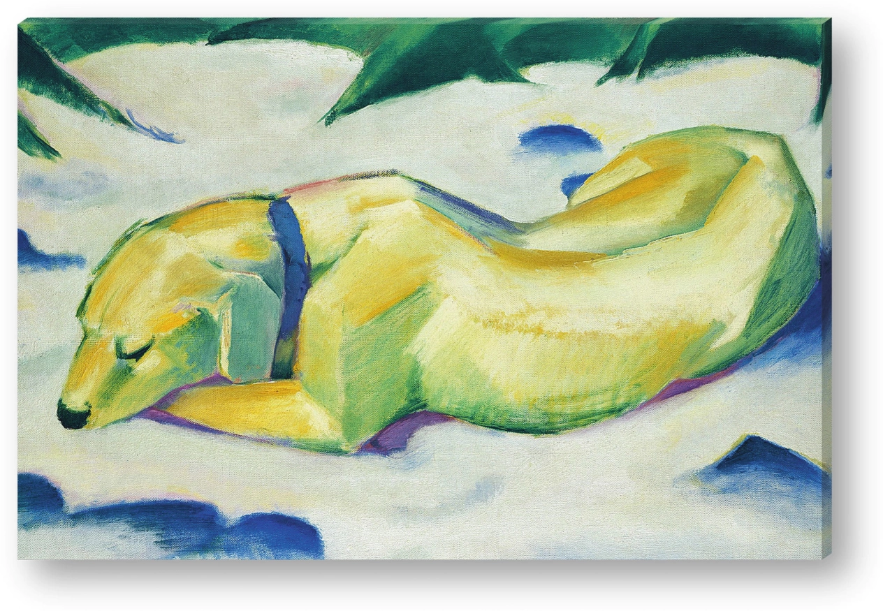 Liegender Hund im Schnee, 1911, Leinwandbild Liegender Hund im Schnee, 1911, Leinwandbild