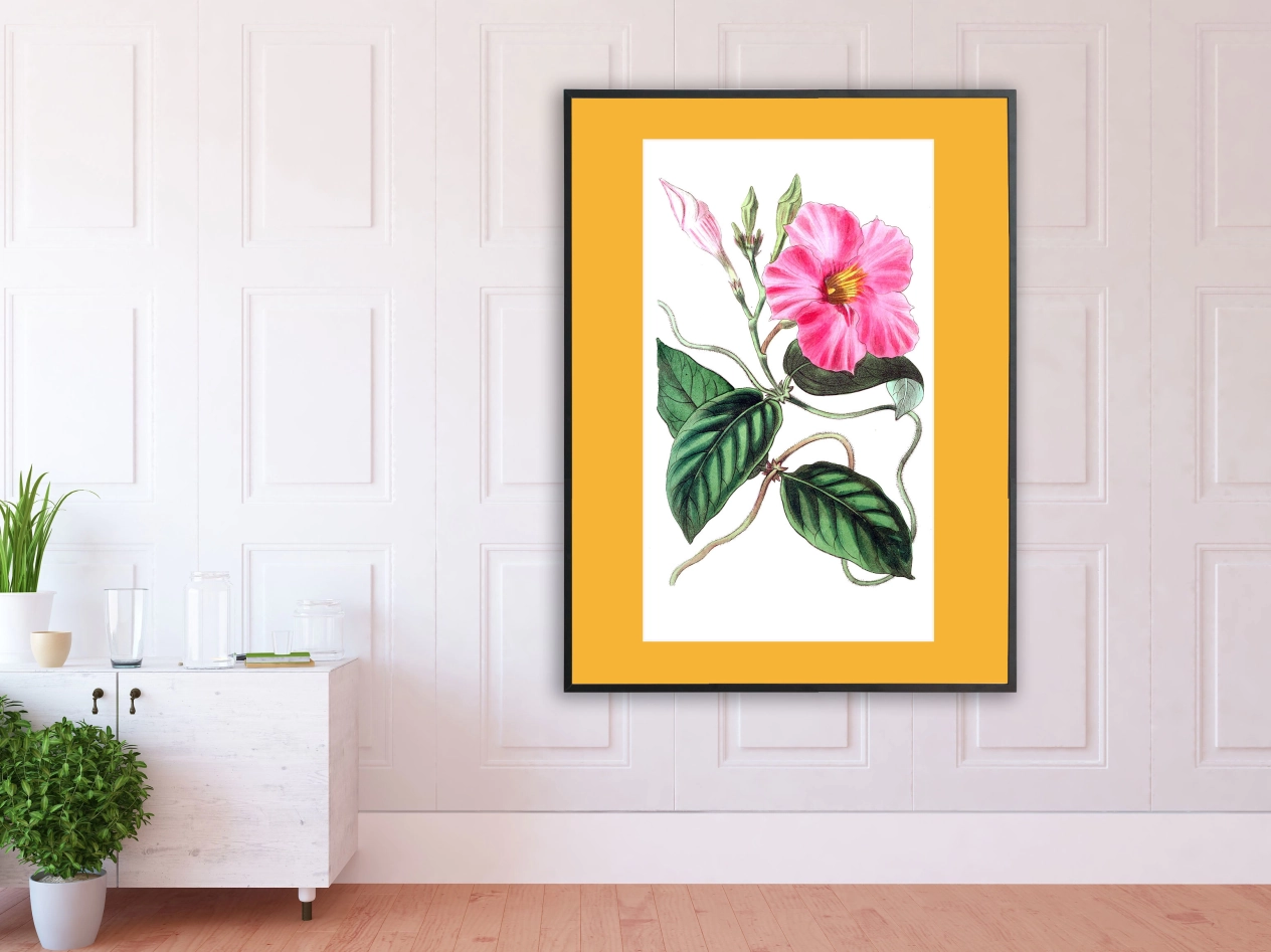Rosa Blume mit grünen Blättern Rosa Blume mit grünen Blättern