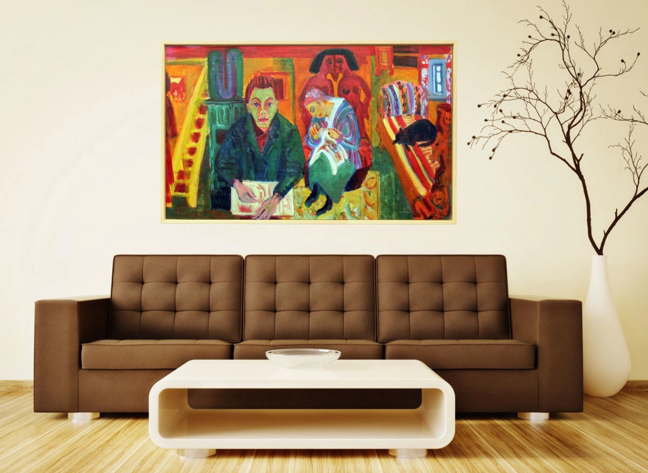 Ernst Ludwig Kirchner - Das Wohnzimmer, 1921, Schattenfugenrahmen Natur Ernst Ludwig Kirchner - Das Wohnzimmer, 1921, Schattenfugenrahmen Natur