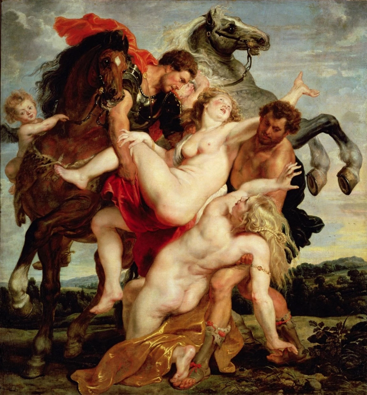Peter Paul Rubens - Der Raub der Töchter des Leuccipus, Rahmen Schattenfuge weiß Peter Paul Rubens - Der Raub der Töchter des Leuccipus, Rahmen Schattenfuge weiß