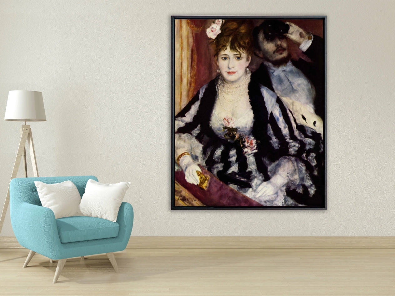 Auguste Renoir - Die Loge, 1874, Schattenfugenrahmen schwarz Auguste Renoir - Die Loge, 1874, Schattenfugenrahmen schwarz
