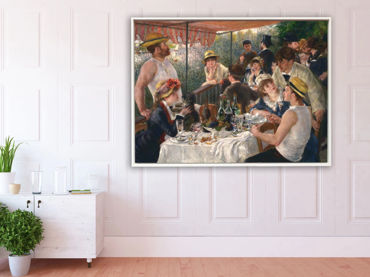 Auguste Renoir - Das Frühstück der Ruderer, 1881, Schattenfugenrahmen weiß Auguste Renoir - Das Frühstück der Ruderer, 1881, Schattenfugenrahmen weiß