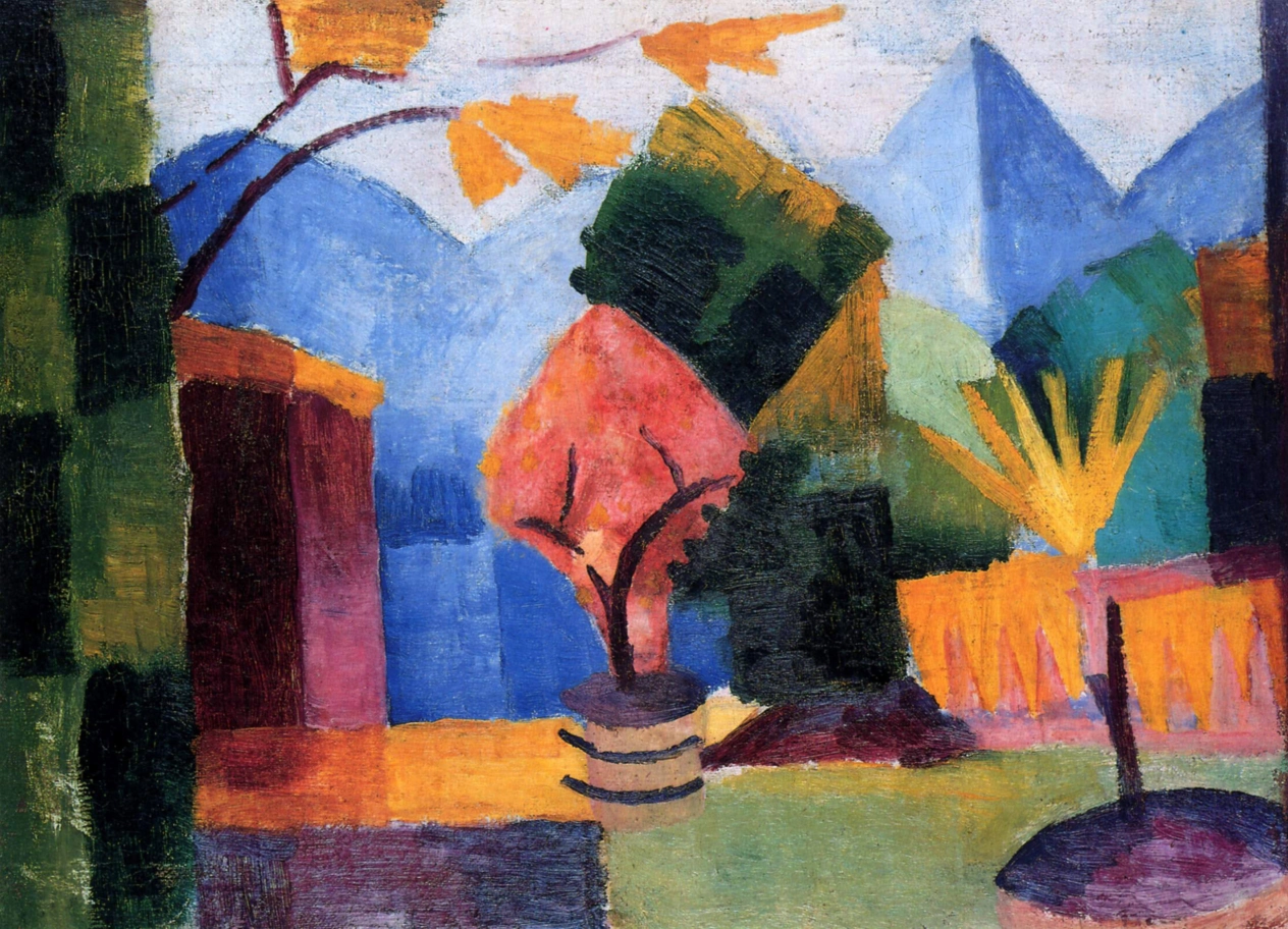 August Macke - Garten am Thuner See, 1913, Schattenfugenrahmen braun