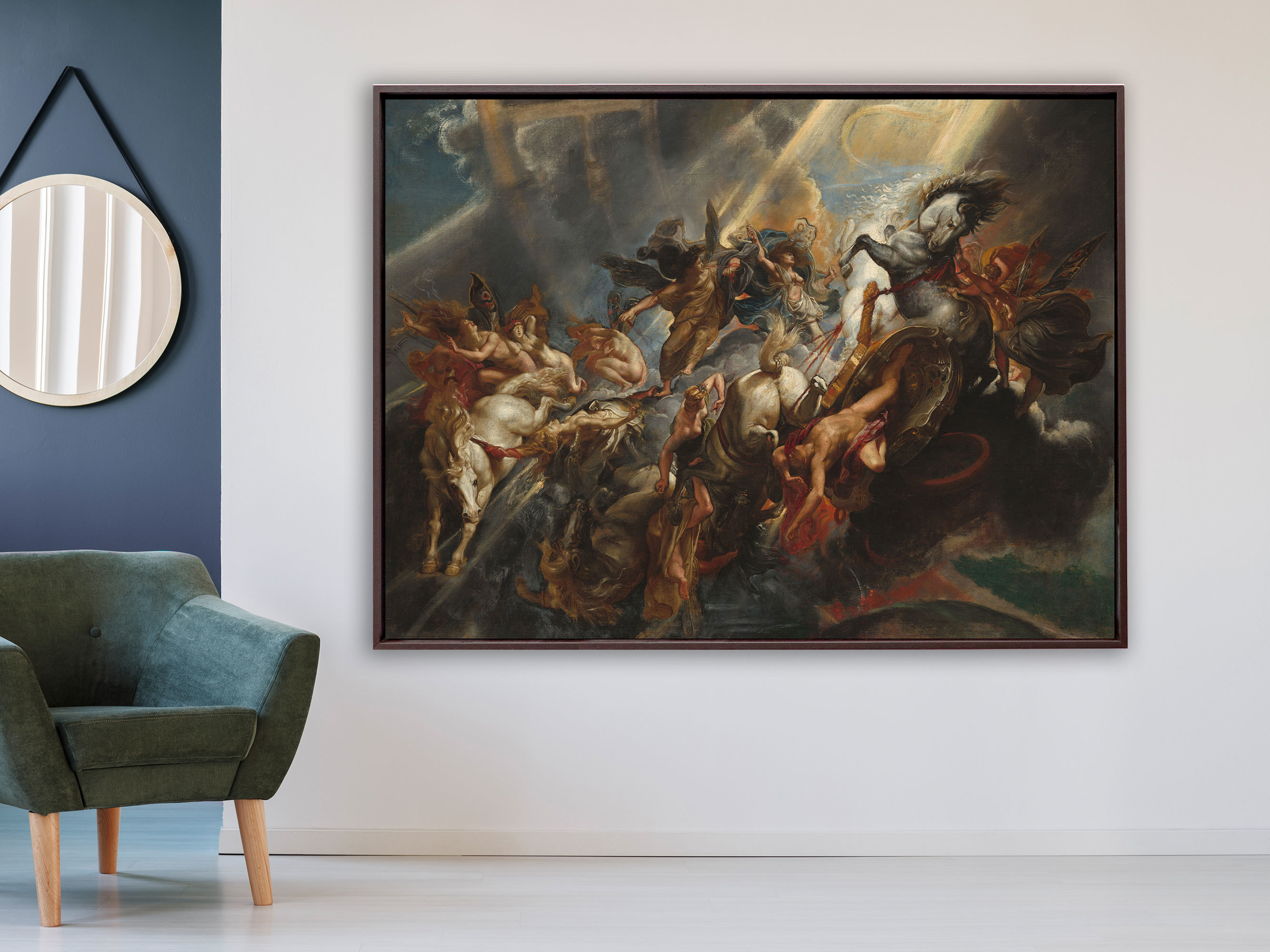 Peter Paul Rubens - Der Fall von Phaeton, Rahmen Schattenfuge braun