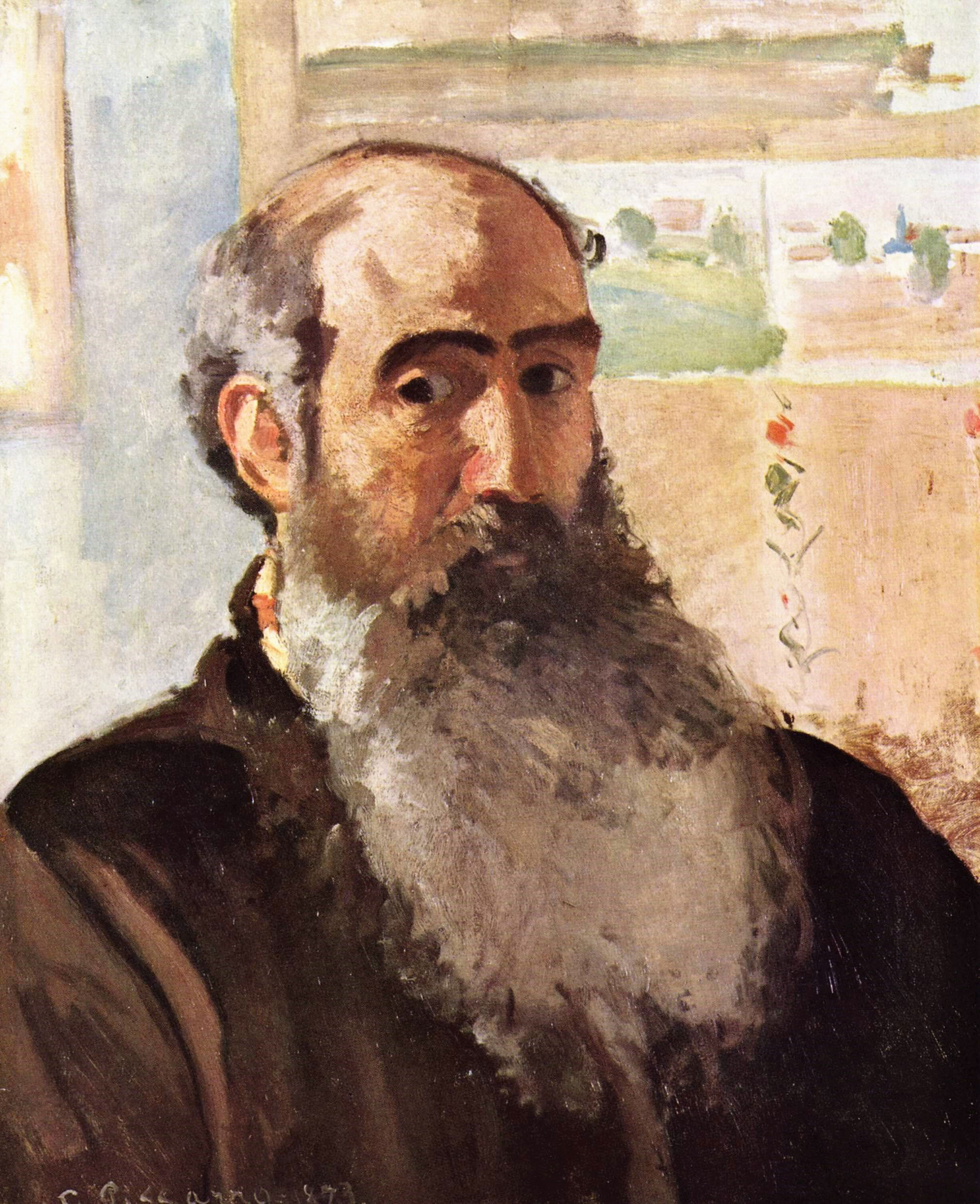 Camille Pissarro - Selbstporträt, 1873, Schattenfugenrahmen braun