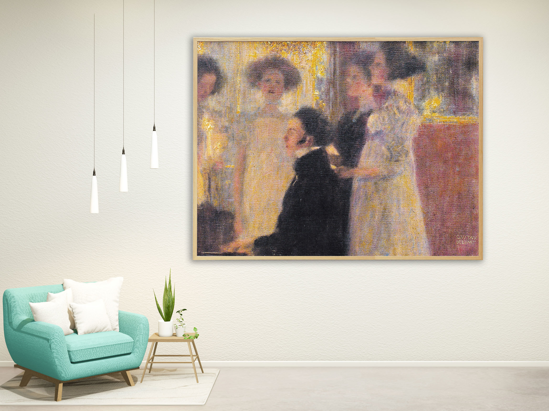 Gustav Klimt - Schubert am Klavier, ca. 1896, Bilderrahmen Eiche Gustav Klimt - Schubert am Klavier, ca. 1896, Bilderrahmen Eiche