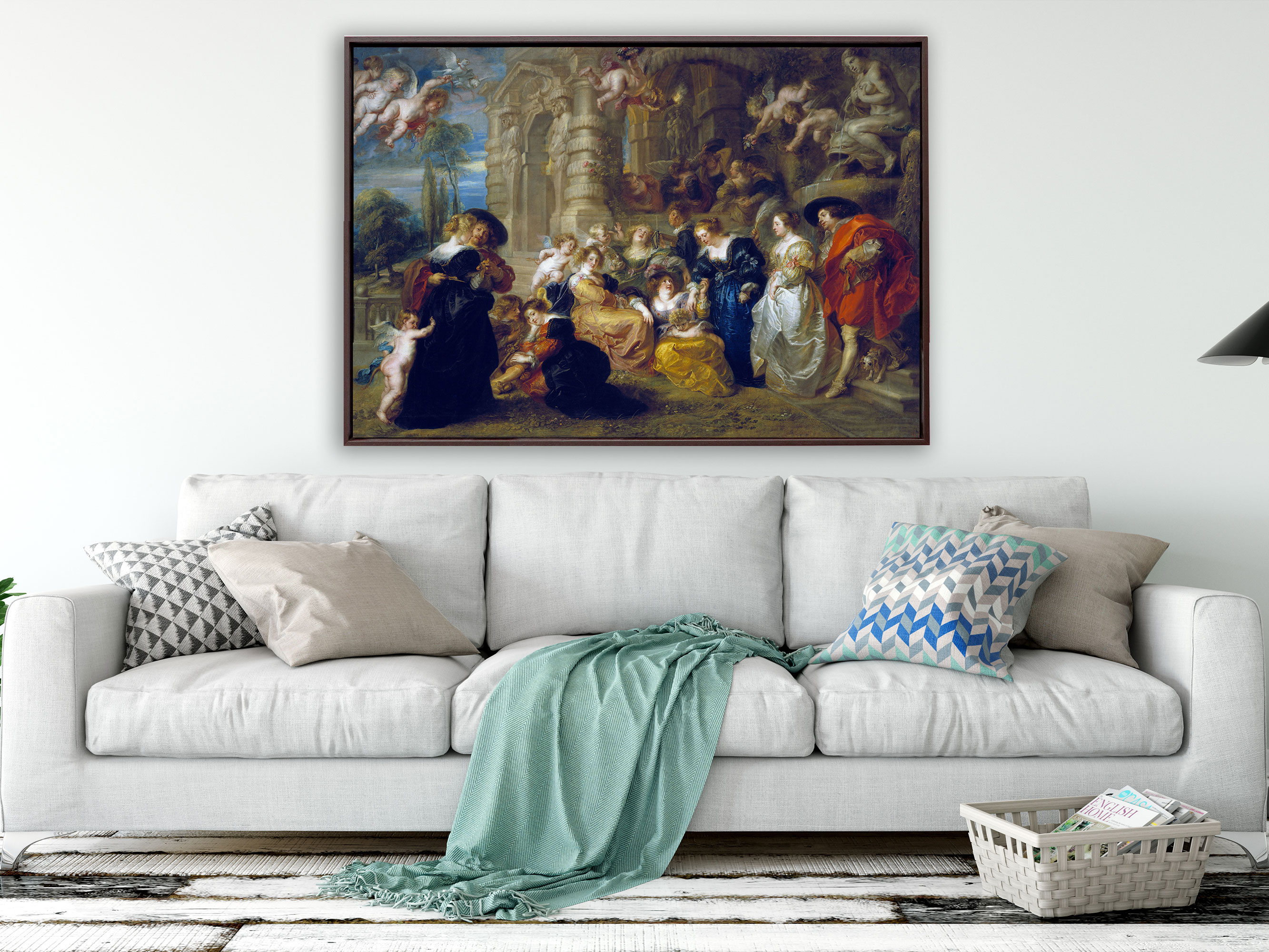 Peter Paul Rubens – Im Garten der Liebe, Schattenfugenrahmen braun