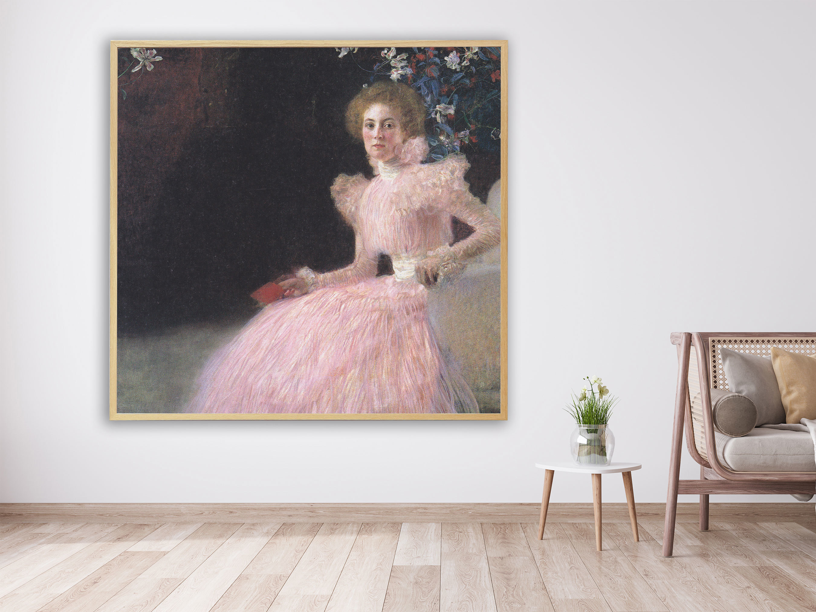 Gustav Klimt - Bildnis Sonja Knips von 1898, Bilderrahmen Eiche Gustav Klimt - Bildnis Sonja Knips von 1898, Bilderrahmen Eiche