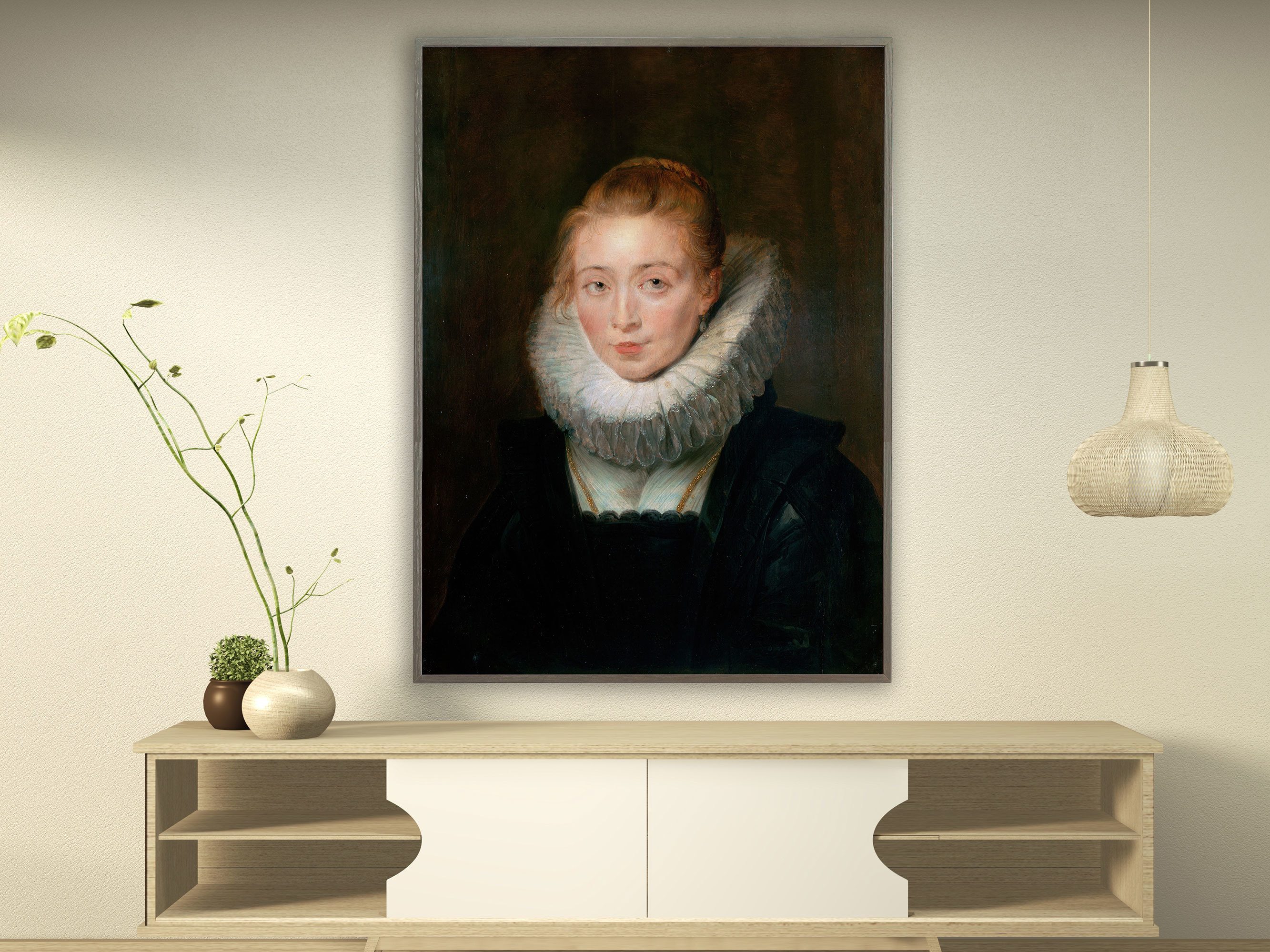 Peter Paul Rubens – Kammerfrau der Infantin Isabella, Bilderrahmen grau Peter Paul Rubens – Kammerfrau der Infantin Isabella, Bilderrahmen grau