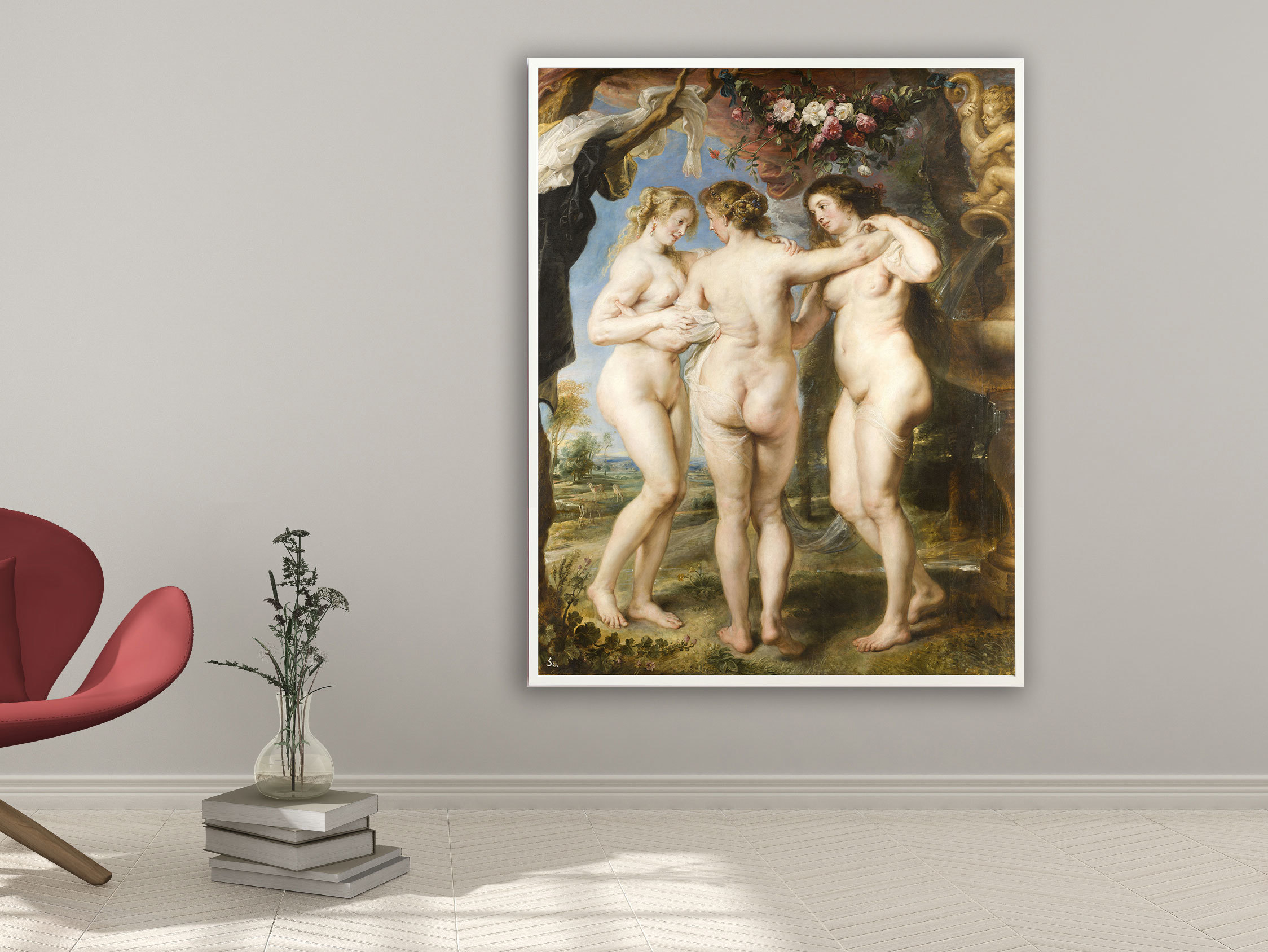 Peter Paul Rubens – Die drei Grazien, Bilderrahmen weiß