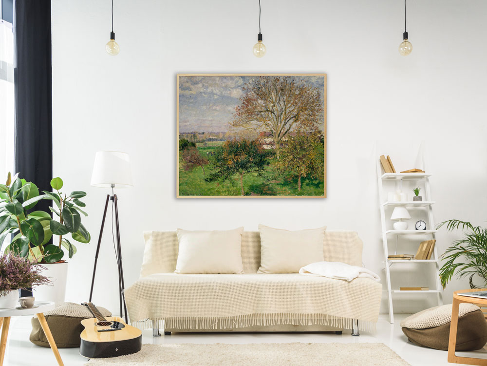 Camille Pissarro - Landschaft Eragny in Frankreich , inkl. Bilderrahmen Eiche