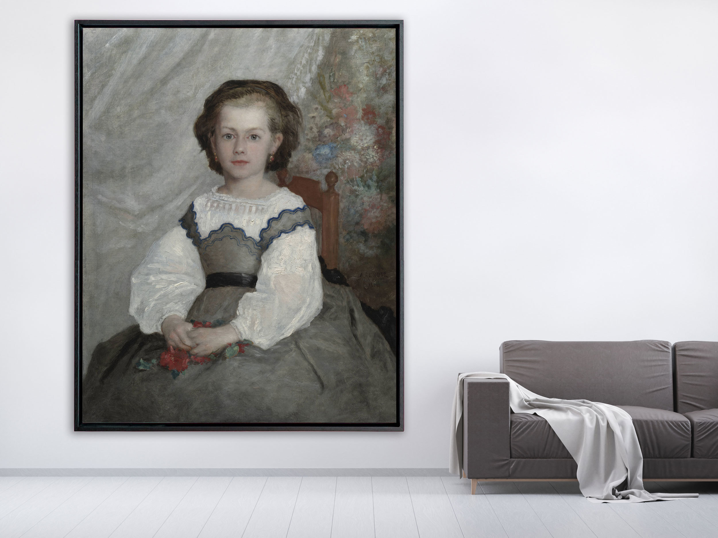 Auguste Renoir - Mademoiselle Romaine Lascaux, 1864, Schattenfugenrahmen schwarz