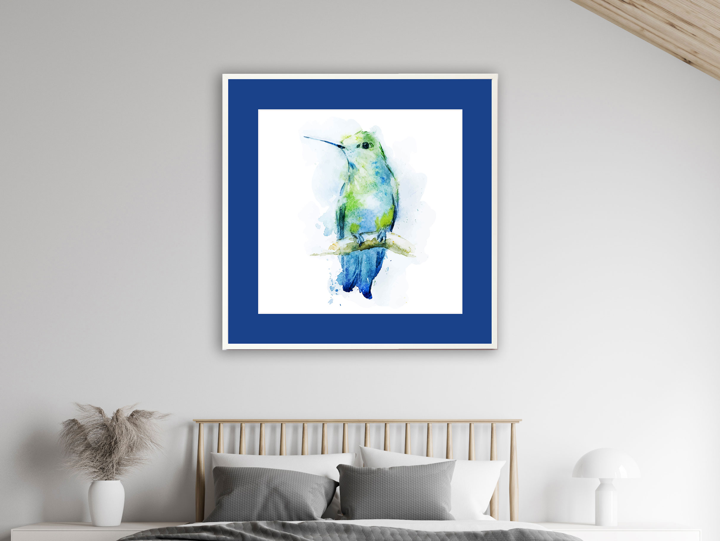 Blauer Vogel auf einem Ast sitzend Blauer Vogel auf einem Ast sitzend