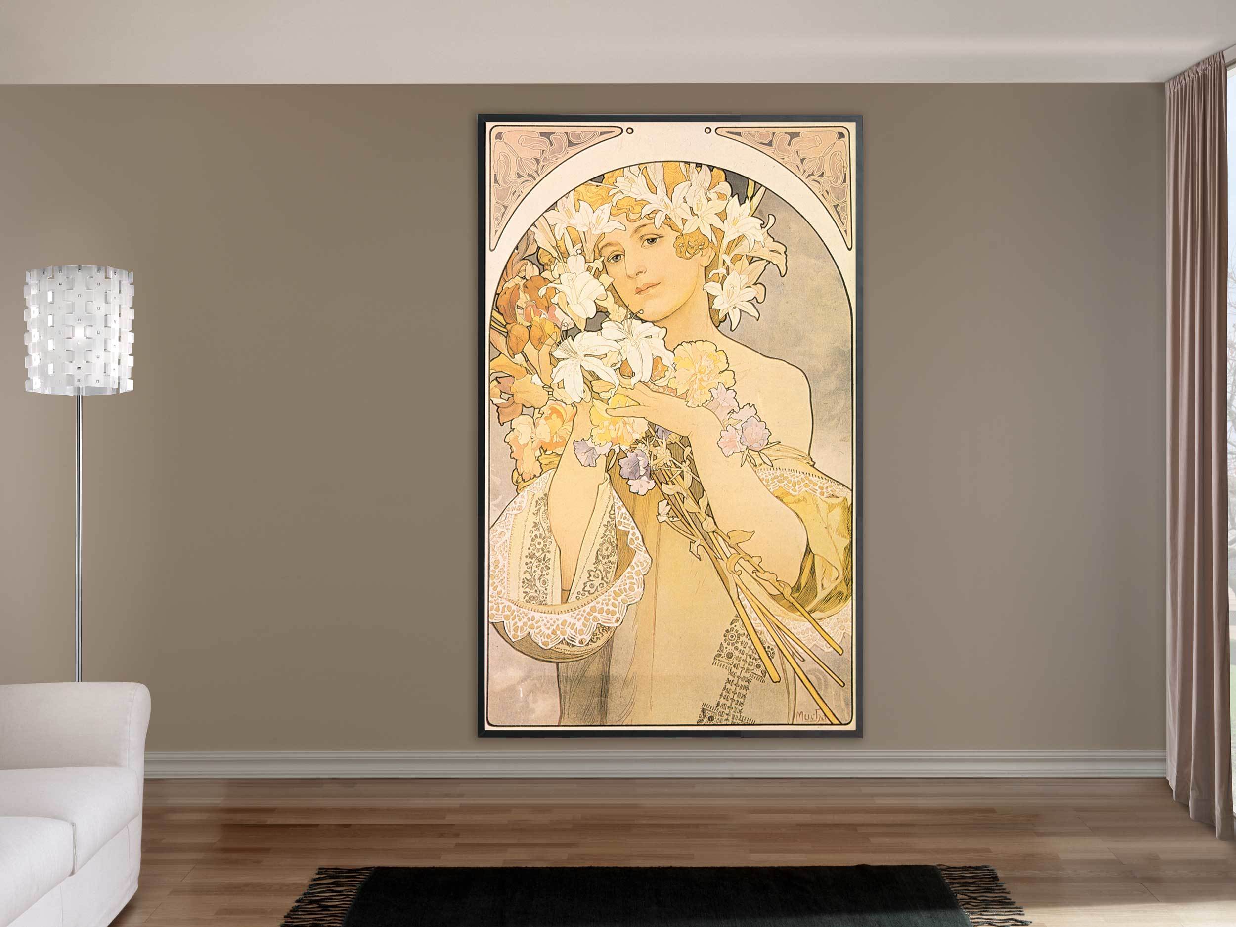 Alfons Mucha - Flowers, 1897, Bilderrahmen schwarz Alfons Mucha - Flowers, 1897, Bilderrahmen schwarz
