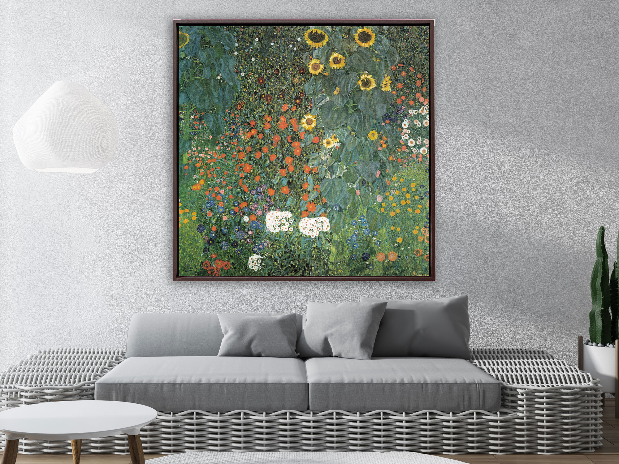 Gustav Klimt - Bauerngarten mit Sonnenblumen, 1907, Rahmen Schattenfuge braun Gustav Klimt - Bauerngarten mit Sonnenblumen, 1907, Rahmen Schattenfuge braun
