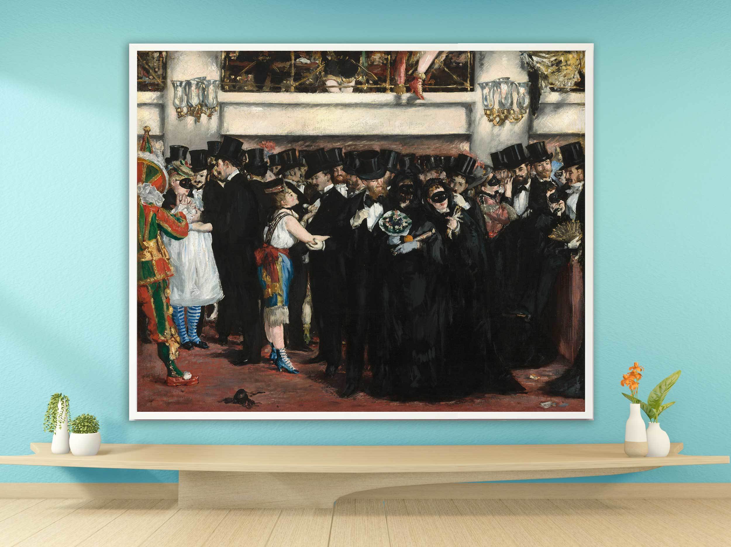 Edouard Manet - Maskenball in der Oper, 1873, Bilderrahmen weiß