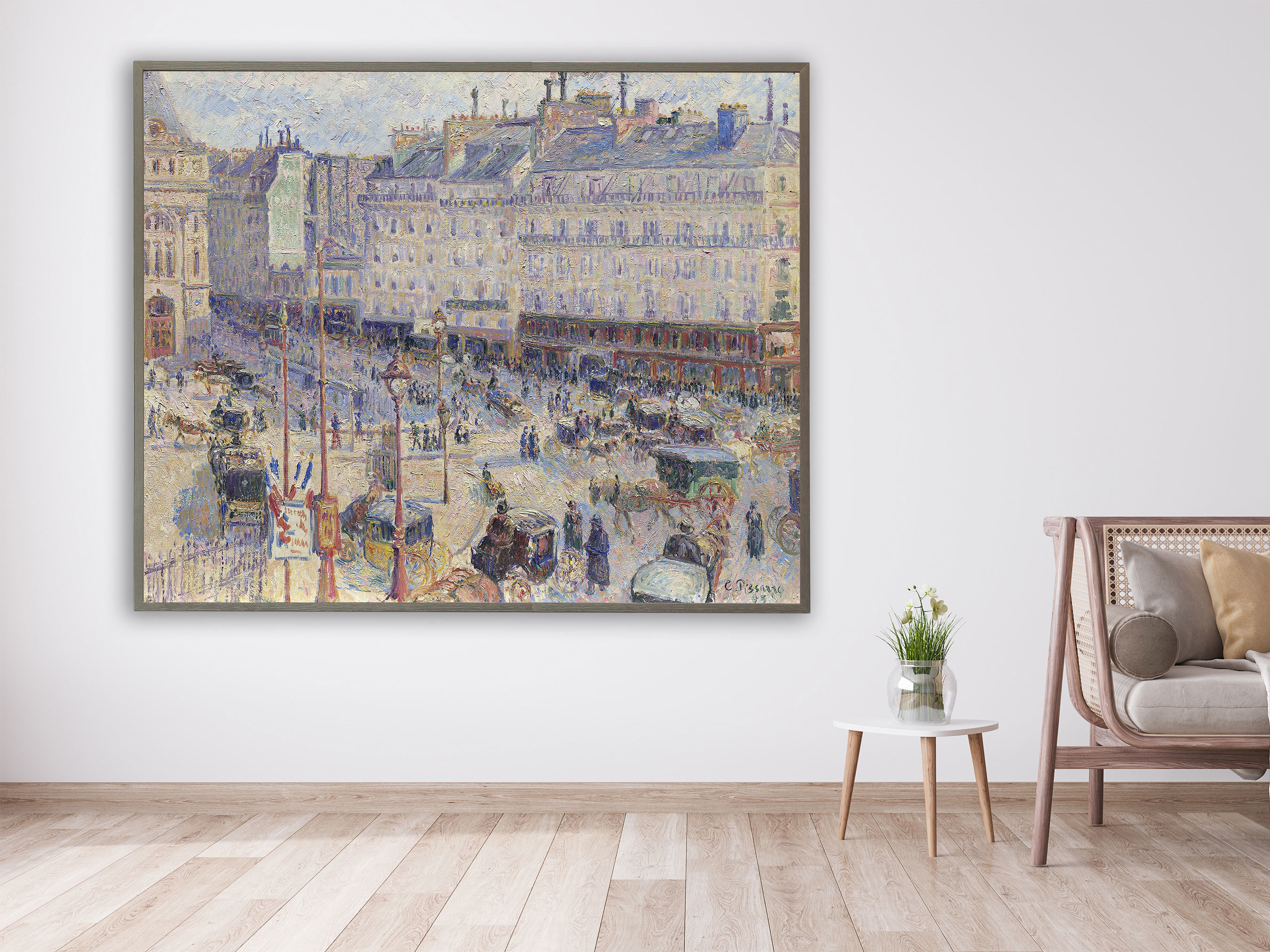 Camille Pissarro - Place du Havre, 1893, Bilderrahmen grau